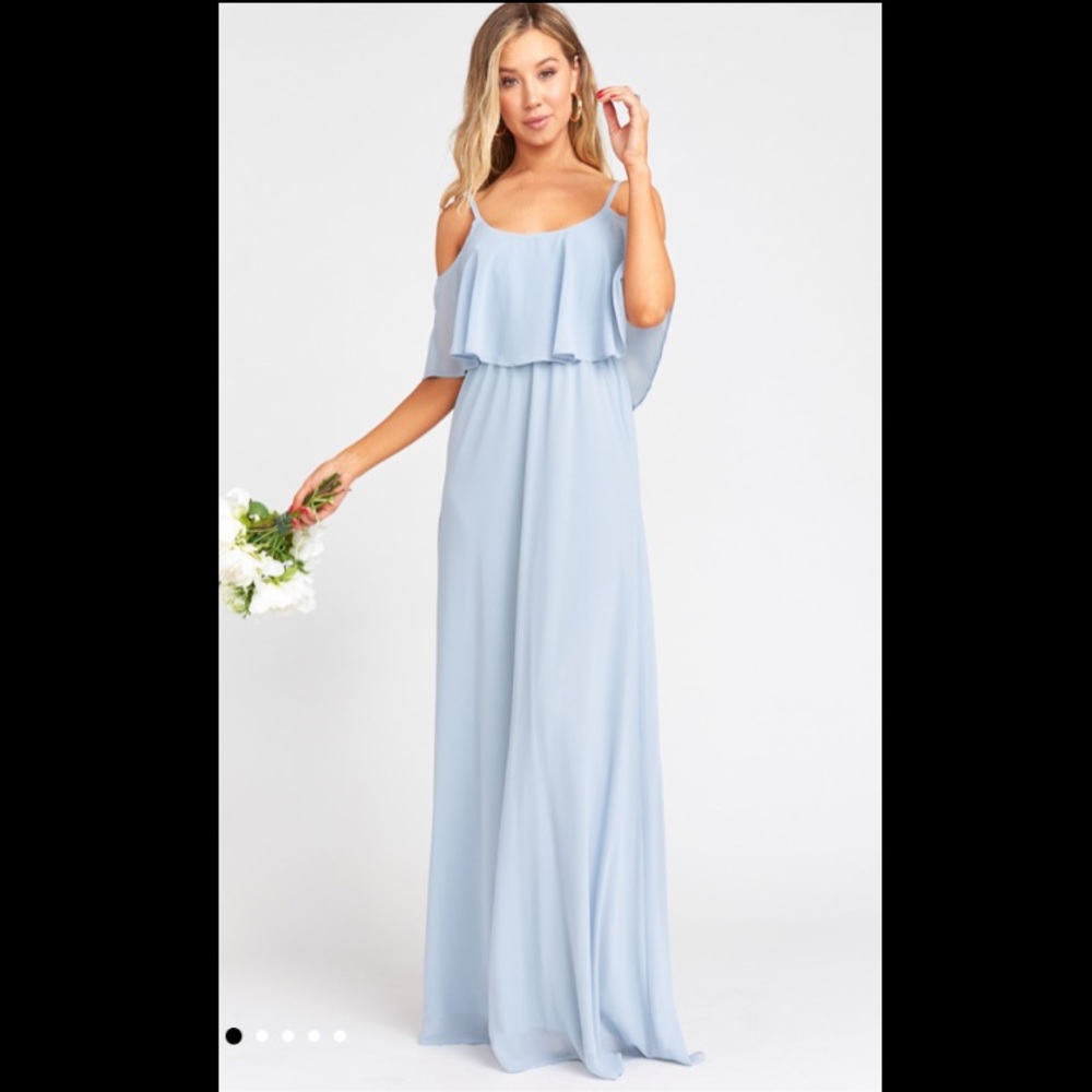Caitlin Ruffle Maxi Dress - Steel Blue Chiffon